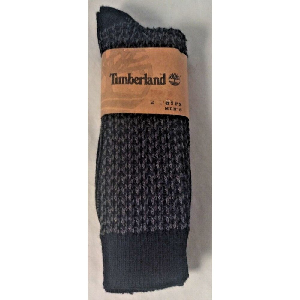 2 Pairs Timberland Men's Black & Gray Crew Socks-NEW w/Tags!